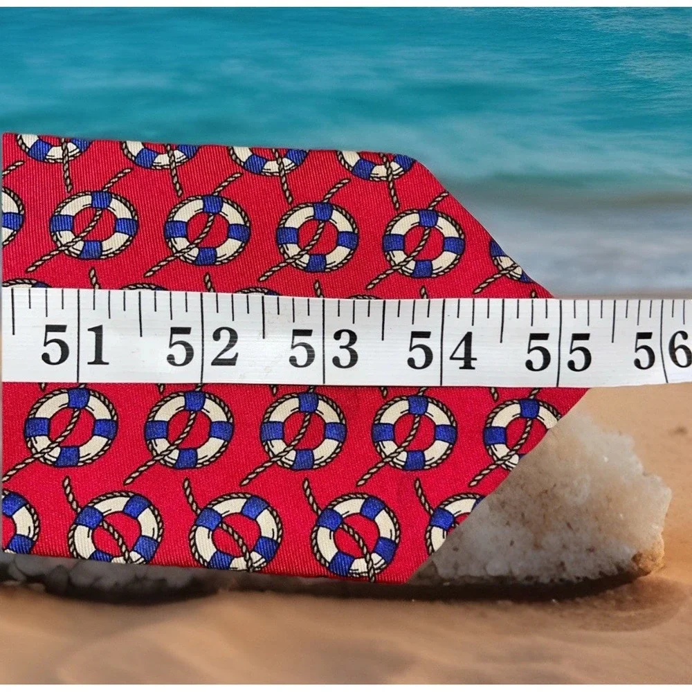 Polo Ralph Lauren‎ Necktie Men Red Nautical Ring Buoy Silk Vintage Old Money